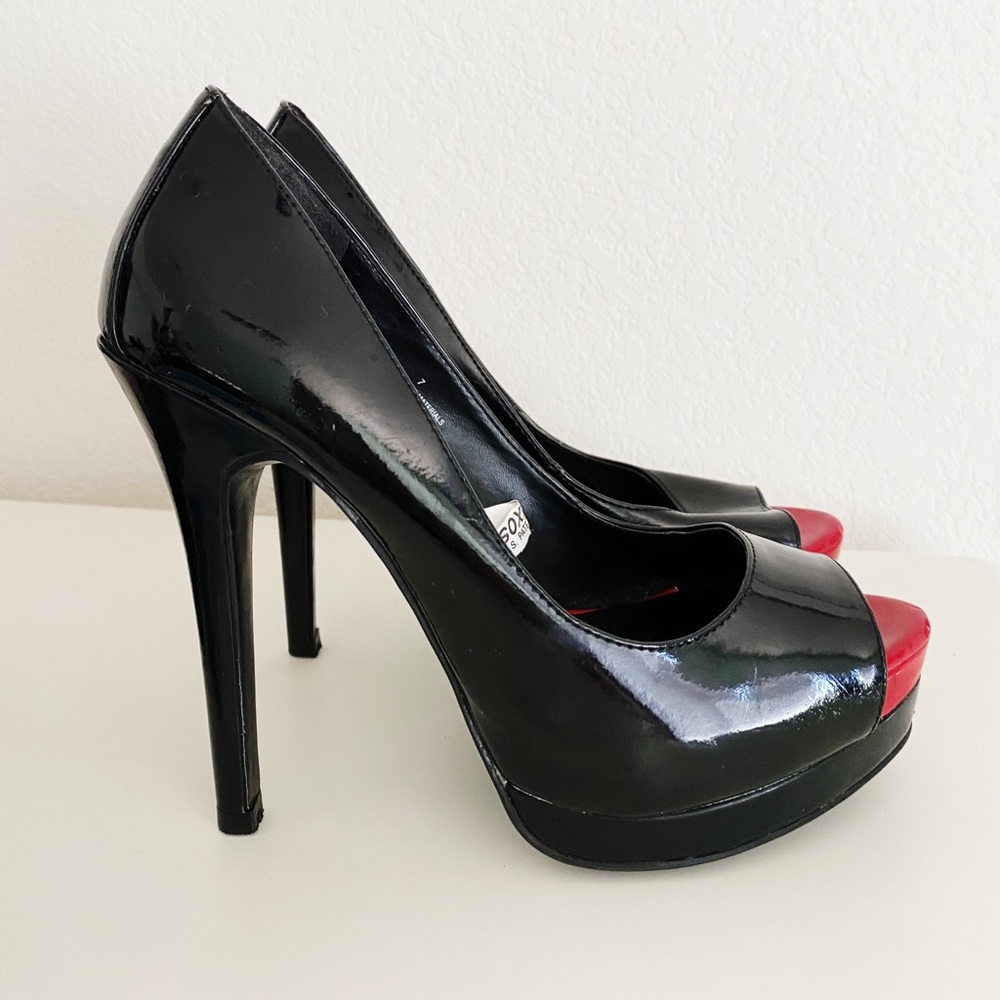Black open toed heels